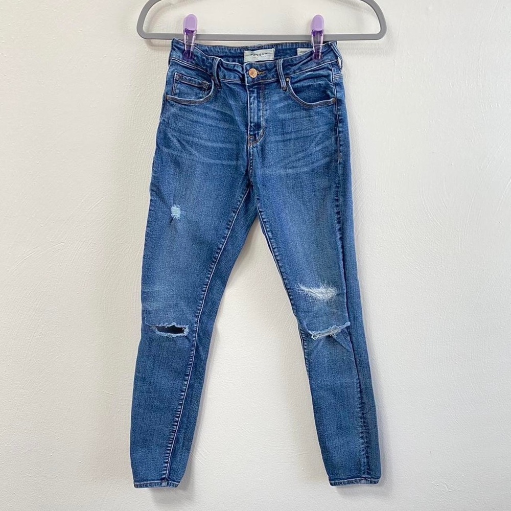 Pacsun dark wash distressed high rise skinniest jeans